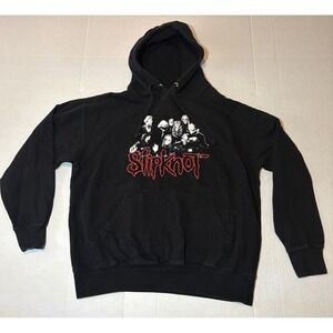 Slipknot Band Hoodie Black Size Large Graphic Print Long Sleeve Pullover